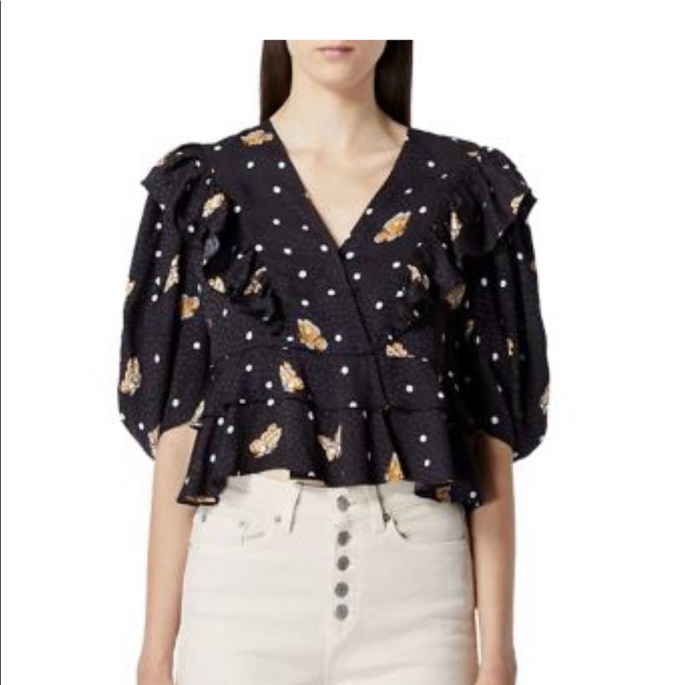 The Kooples | Black & White Butterfly Blouse | Size M